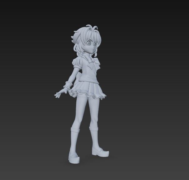 Cheerful Schoolgirl Cute Anime Character 3D Print Model 3D model_14