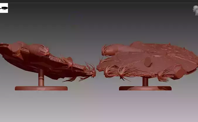 Star Wars Millenium Falcon with effects and stand STL and OBJ