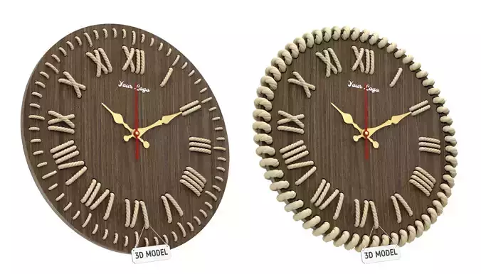DIY Wall clock with rope numbers 3D model