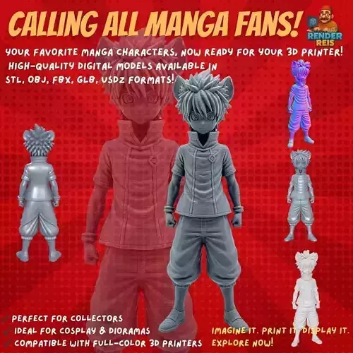Eared Companion Cute Anime Character 3D Print Model 3D model