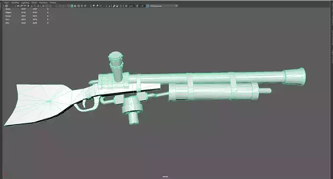 Low Poly Antique Gun  Stylized Vintage Firearm 3D Model