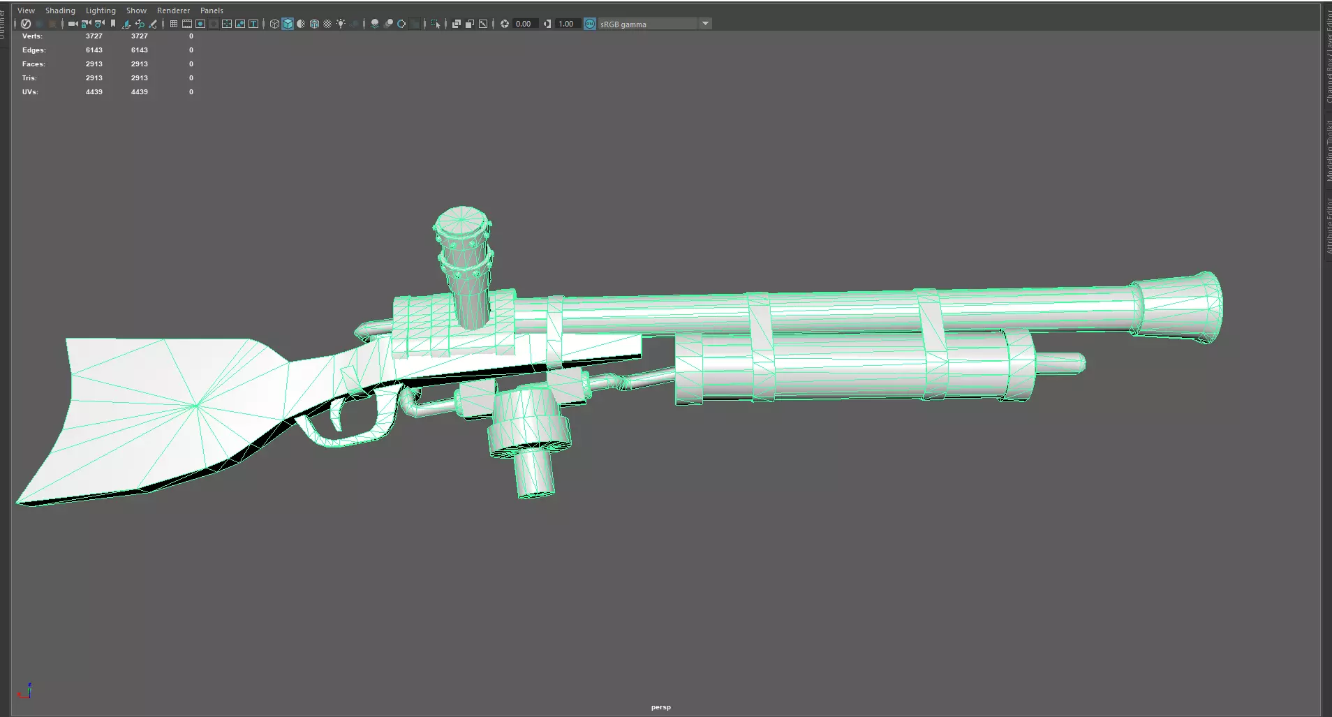 Low Poly Antique Gun  Stylized Vintage Firearm 3D Model Low-poly 3D model_0