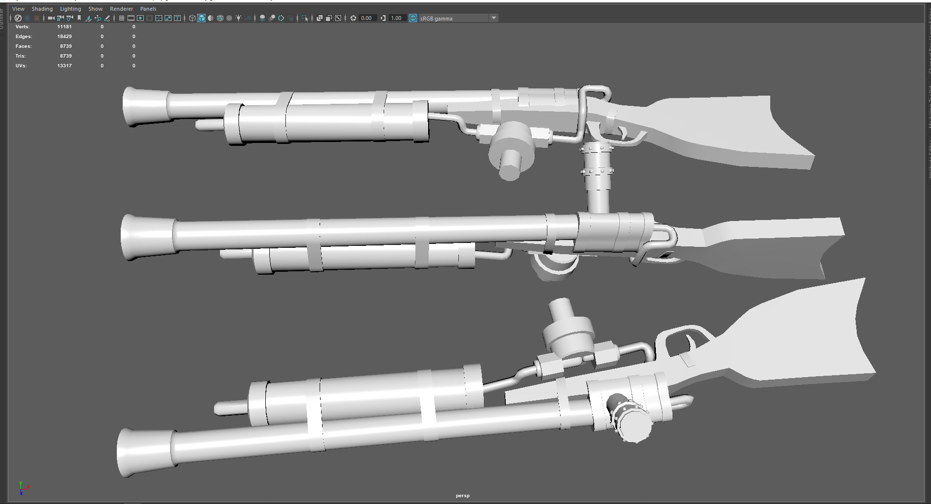 Low Poly Antique Gun  Stylized Vintage Firearm 3D Model Low-poly 3D model_2