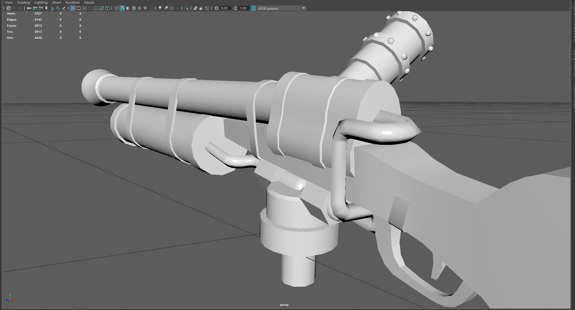 Low Poly Antique Gun  Stylized Vintage Firearm 3D Model Low-poly 3D model_3