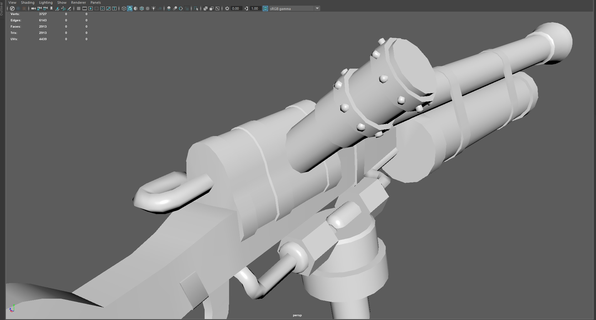 Low Poly Antique Gun  Stylized Vintage Firearm 3D Model Low-poly 3D model_7