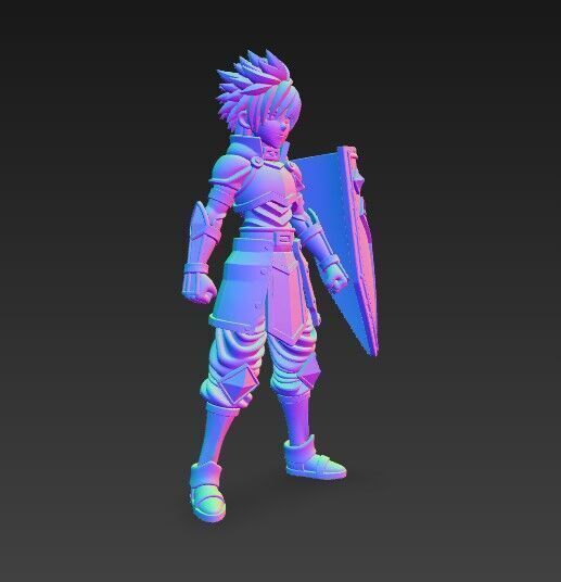 Brave Knight Armored Fantasy Warrior 3D Print Model 3D model_11