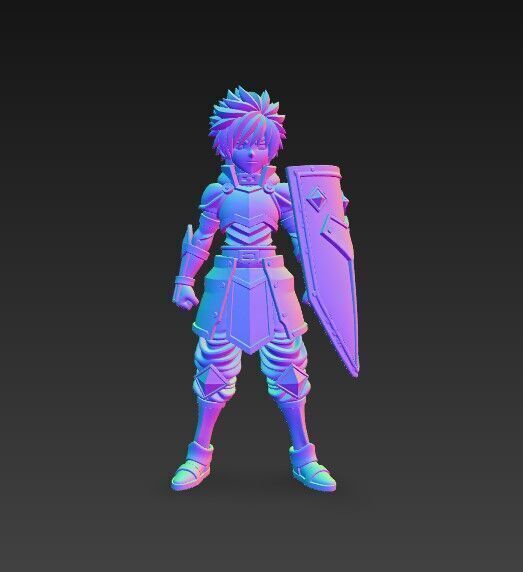 Brave Knight Armored Fantasy Warrior 3D Print Model 3D model_9