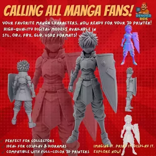 Brave Knight Armored Fantasy Warrior 3D Print Model 3D model