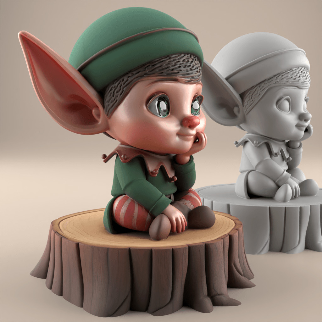 Cute Elf 3D STL File for Home and Desk Decor 3D print model_3