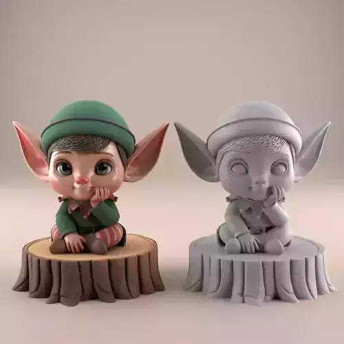 Cute Elf 3D STL File for Home and Desk Decor