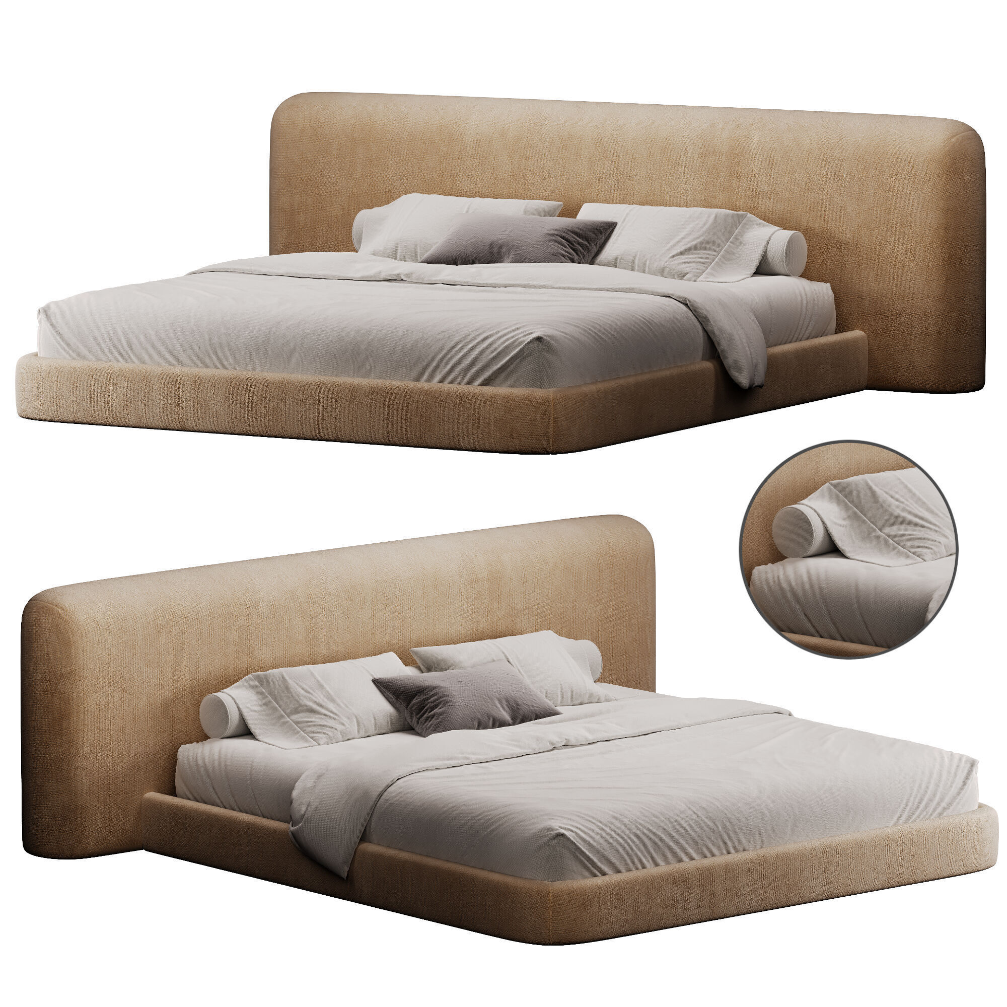 Alessio Bed Low-poly 3D model_1