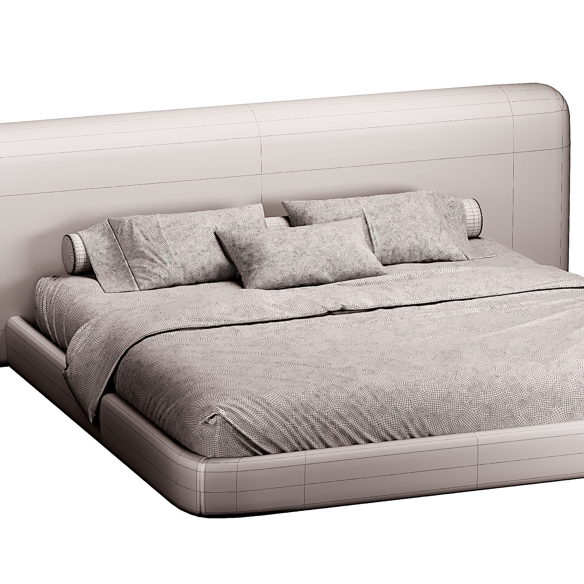 Alessio Bed Low-poly 3D model_4