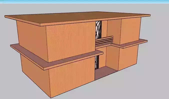 Modern 28x50 Residential House 3D Model 