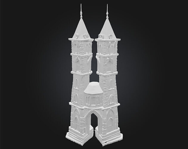 Twin Towers of Light  Beacons in a Mystical Realm 3D model 7