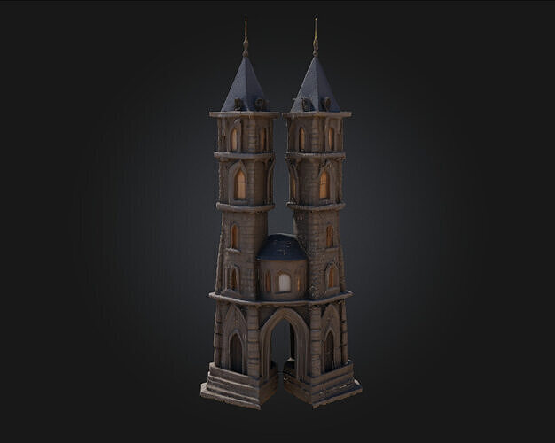 Twin Towers of Light  Beacons in a Mystical Realm 3D model 2
