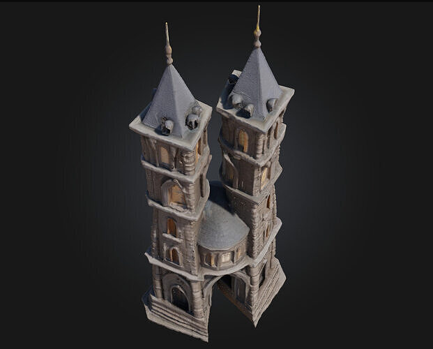 Twin Towers of Light  Beacons in a Mystical Realm 3D model 5