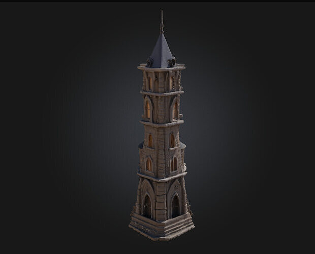 Twin Towers of Light  Beacons in a Mystical Realm 3D model 4
