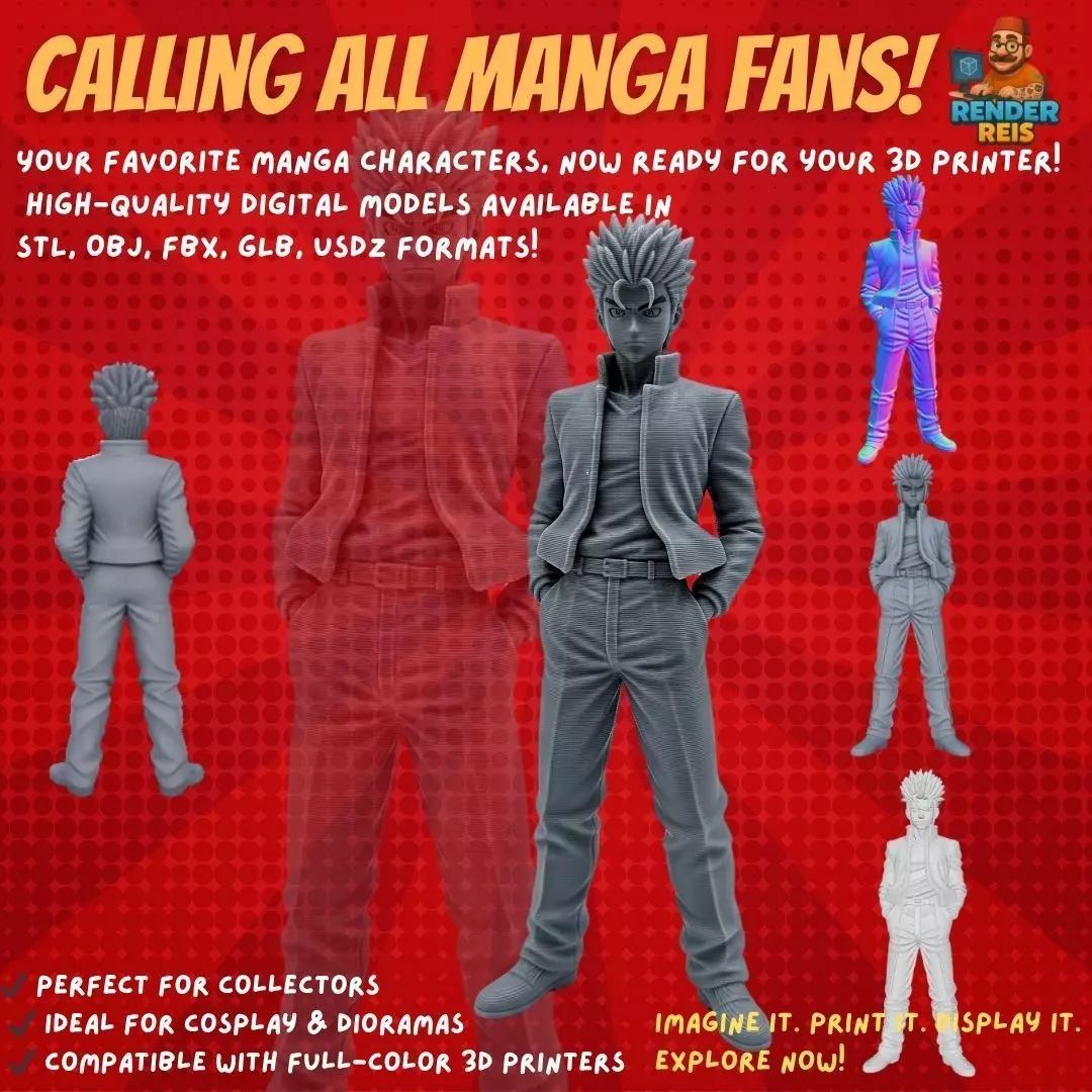 Cool Stance Stylish Anime Character 3D Print Model 3D model_0