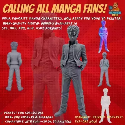 Cool Stance Stylish Anime Character 3D Print Model 3D model