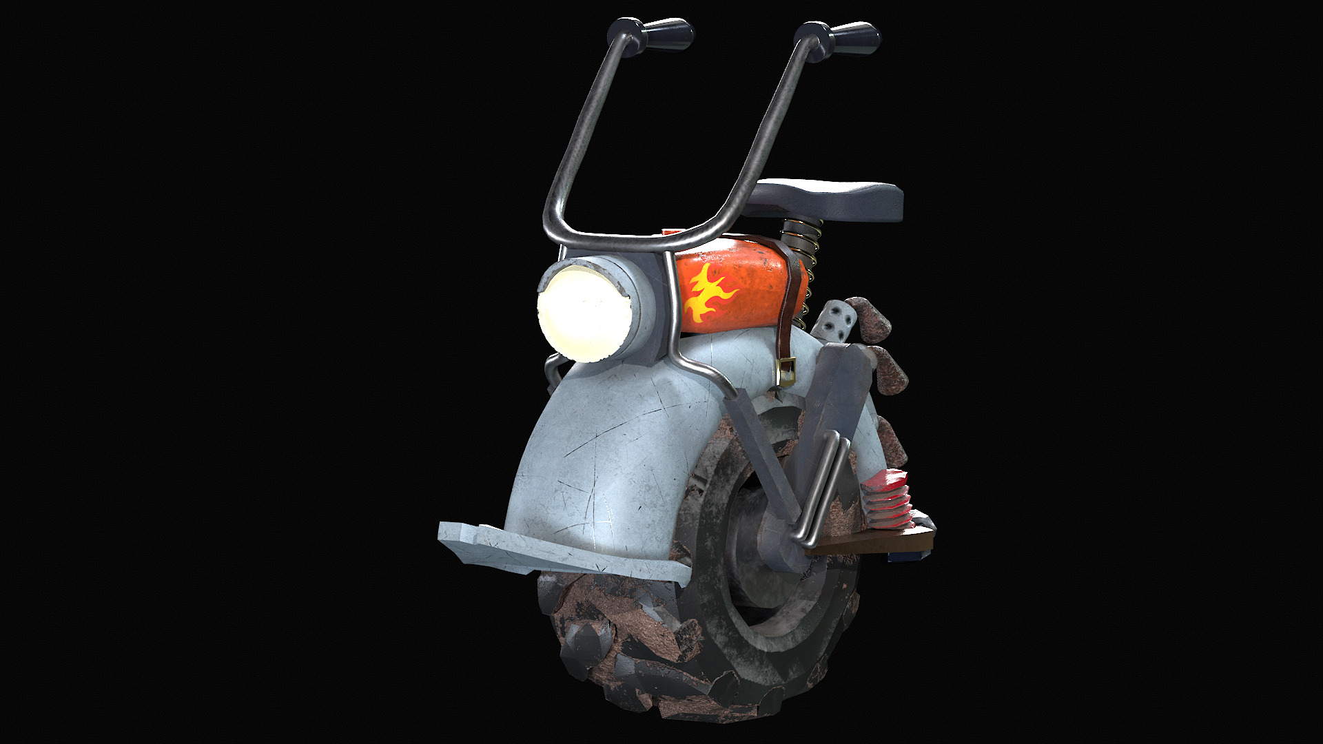 Motorized unicycle Low-poly 3D model_2