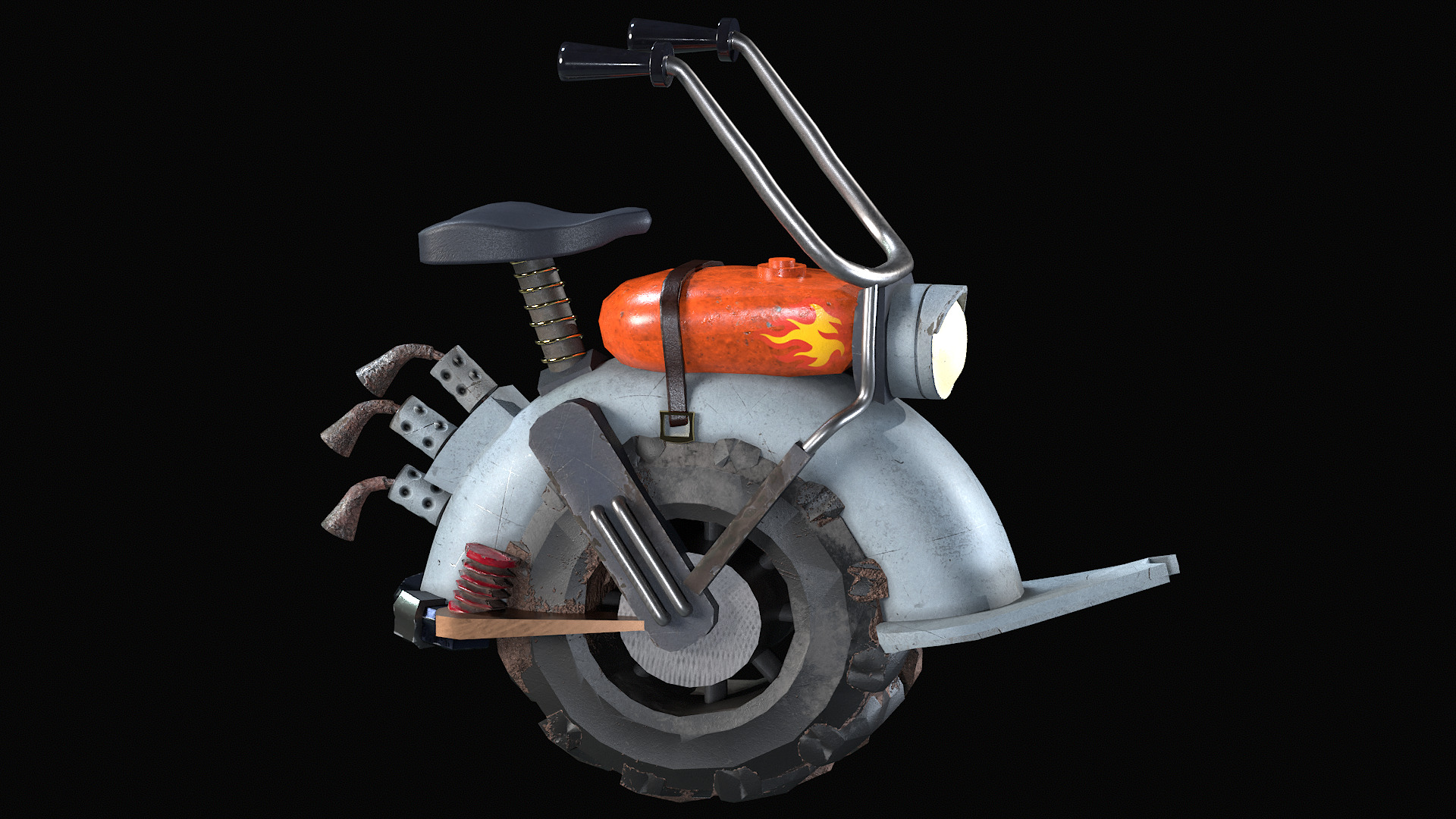 Motorized unicycle Low-poly 3D model_6