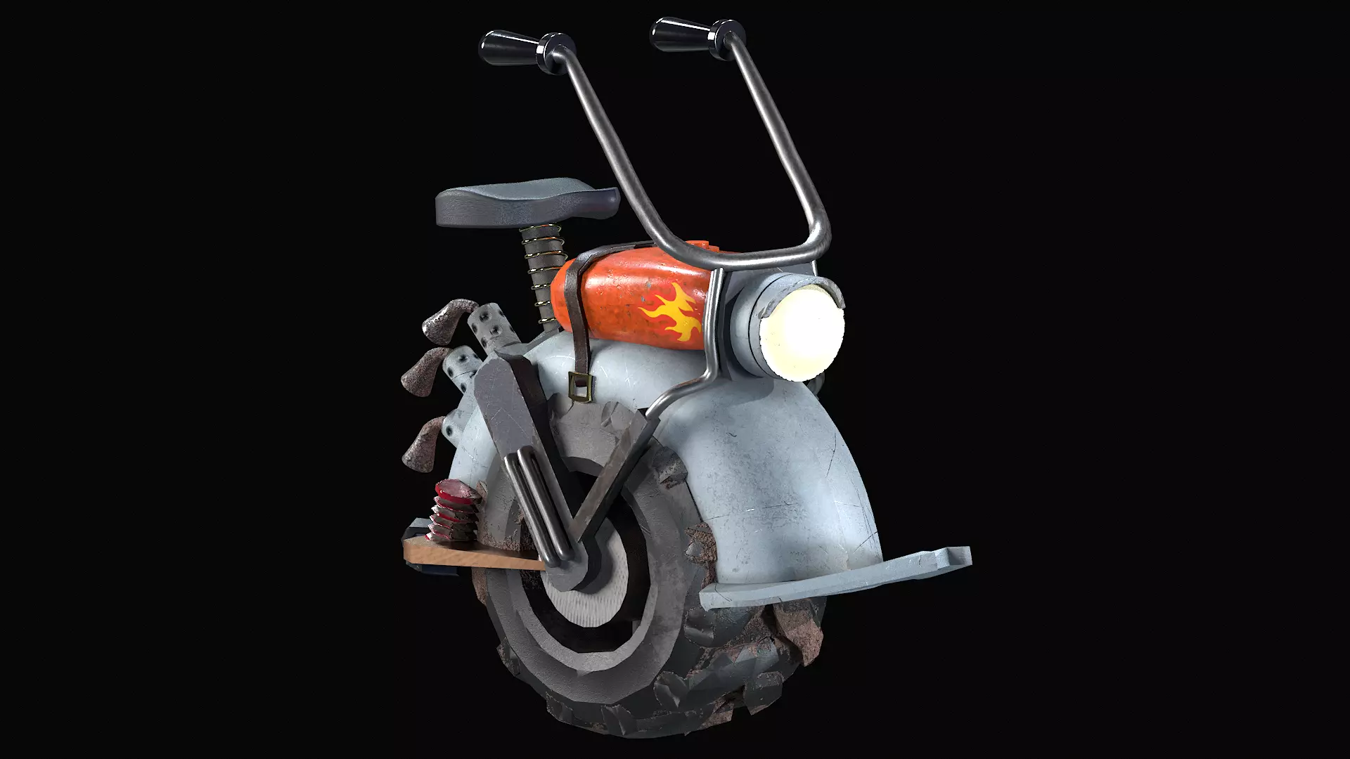 Motorized unicycle Low-poly 3D model_0