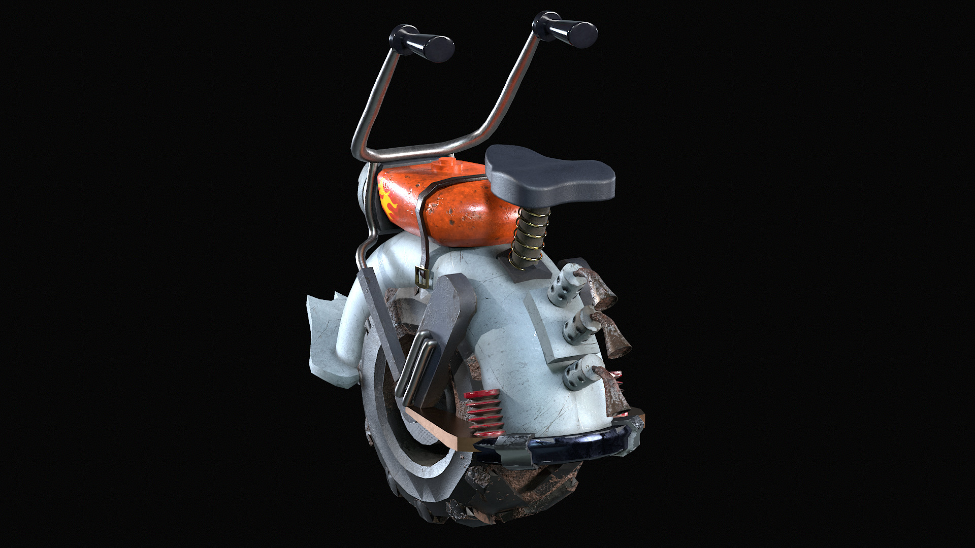 Motorized unicycle Low-poly 3D model_5