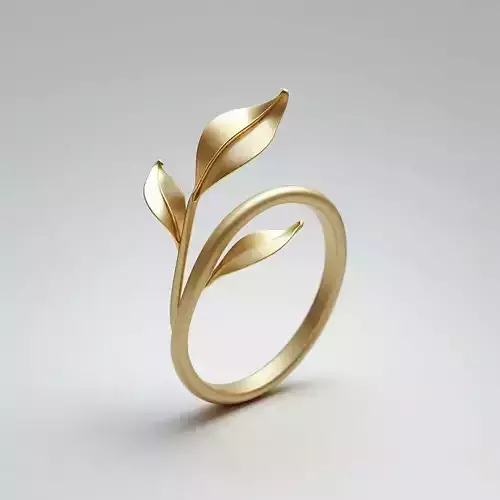 Spring Sprout  Minimalist Gold Leaf Ring