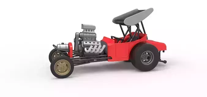 Vintage Winged Front engine dragster Scale 1 to 25 3D print model