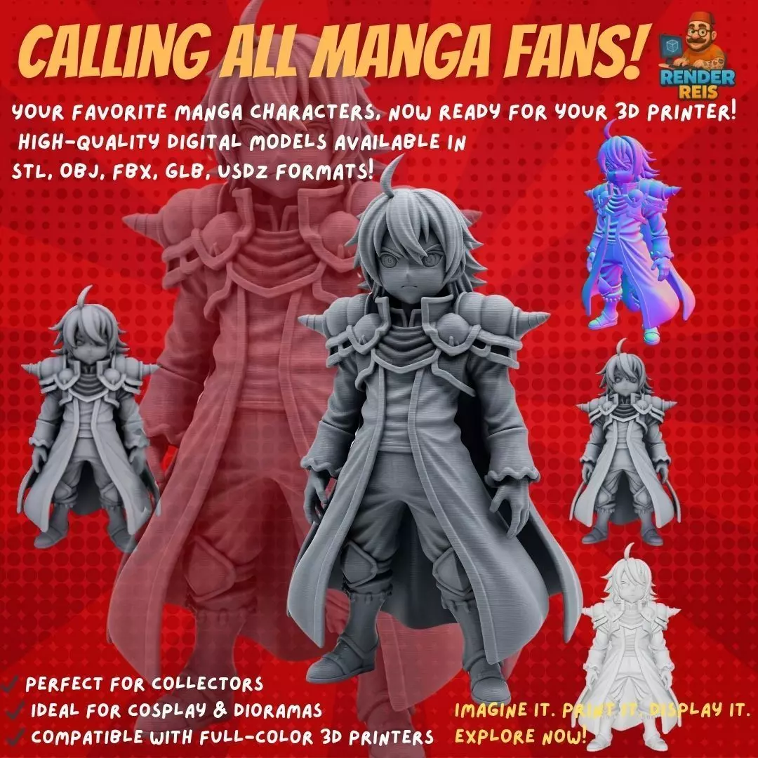 Fantasy War Lord Highly Detailed Armored Anime Character 3D model_0