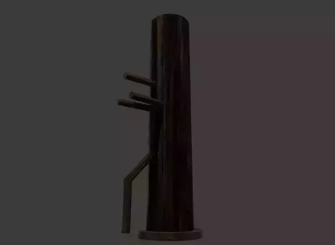 Realistic Wooden Wing Chun Dummy  Procedural Worn Wood Texture