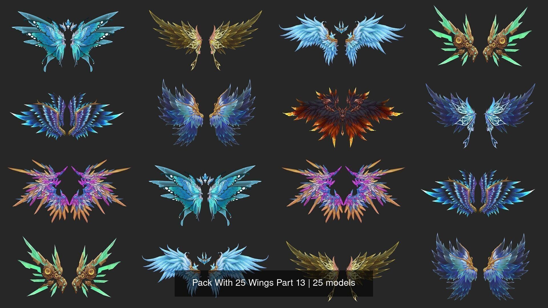 Pack With 25 Wings Part 13 3D Model Collection_3