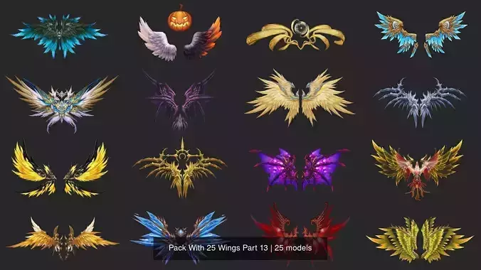 Pack With 25 Wings Part 13 3D Model Collection Pack With 25 Wings Part 13 3D Model Collection
