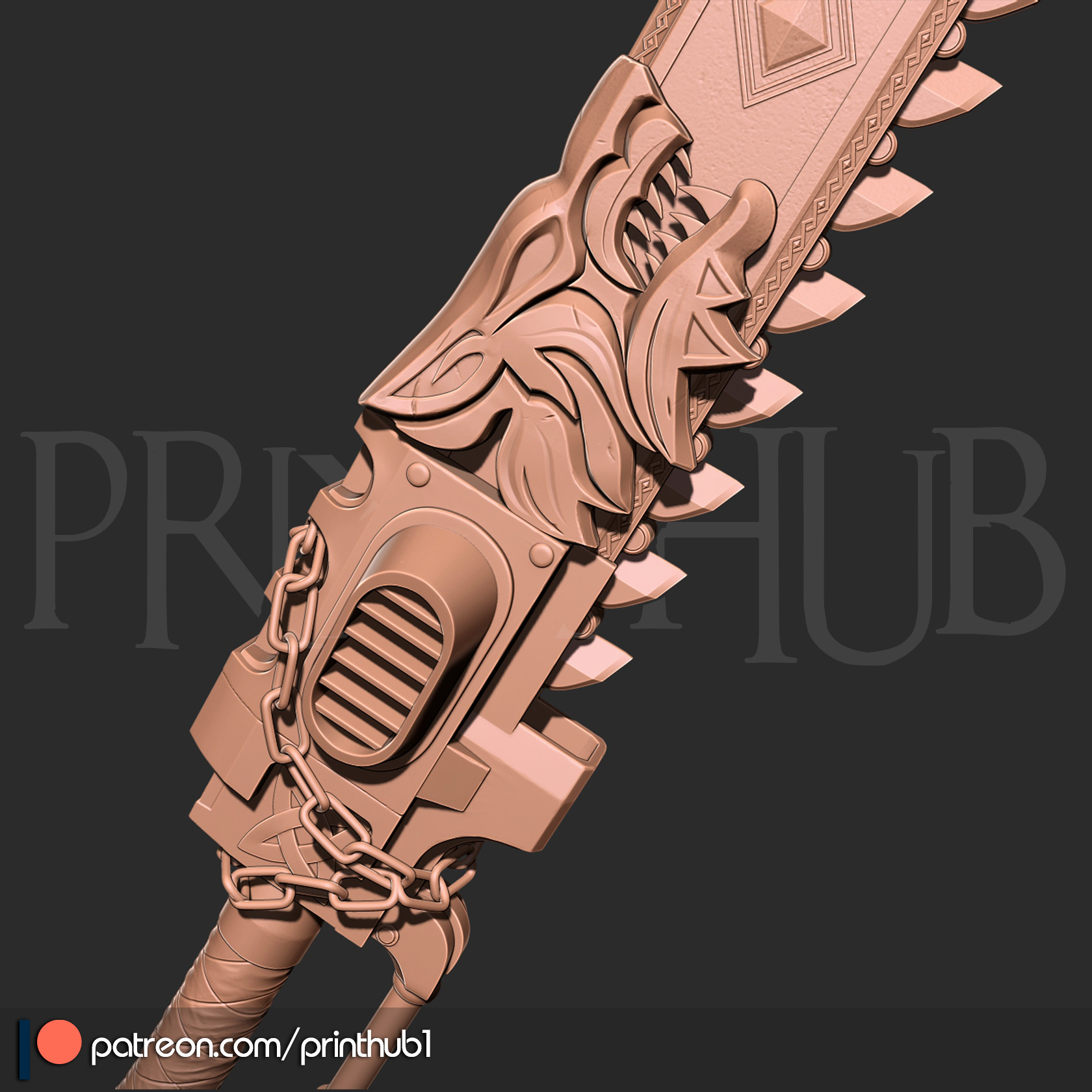 Chainsword wolf from space marine 2 for cosplay stl 3D print model_4