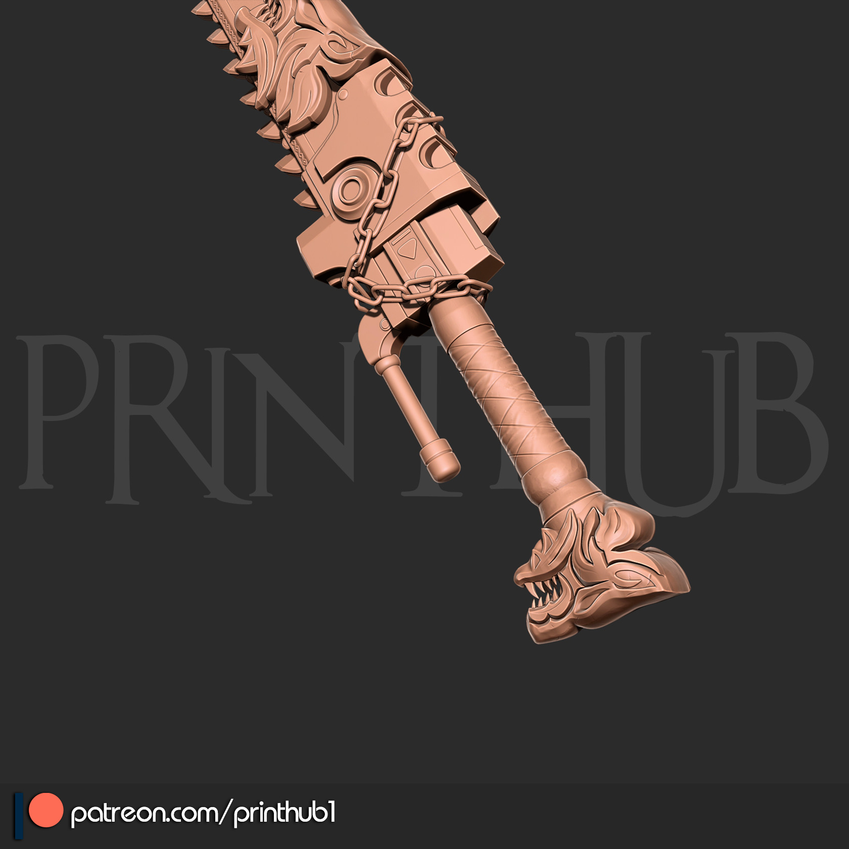 Chainsword wolf from space marine 2 for cosplay stl 3D print model_8