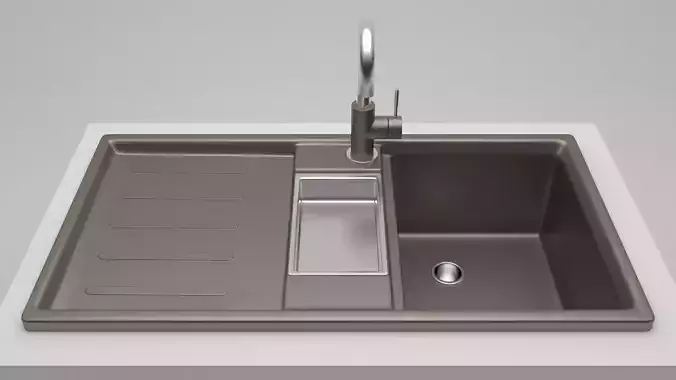 Modern Kitchen Sink with tap Low-poly 3D model