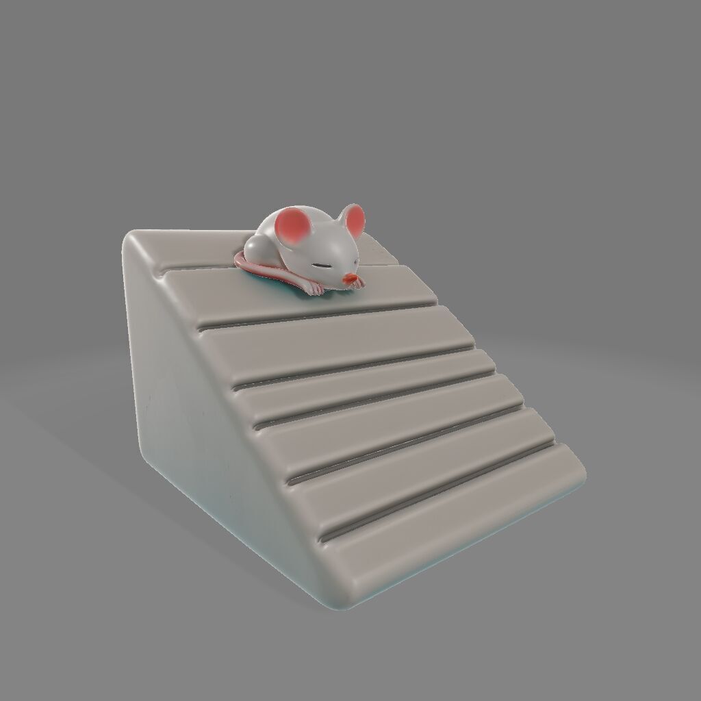 Sleeping Mouse Doorstop Cute Wedge with Floor Grip 3D print model_1