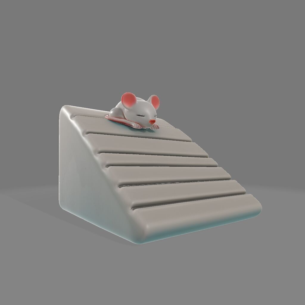 Sleeping Mouse Doorstop Cute Wedge with Floor Grip 3D print model_3