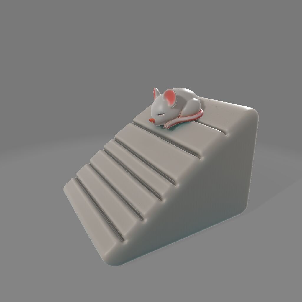 Sleeping Mouse Doorstop Cute Wedge with Floor Grip 3D print model_2