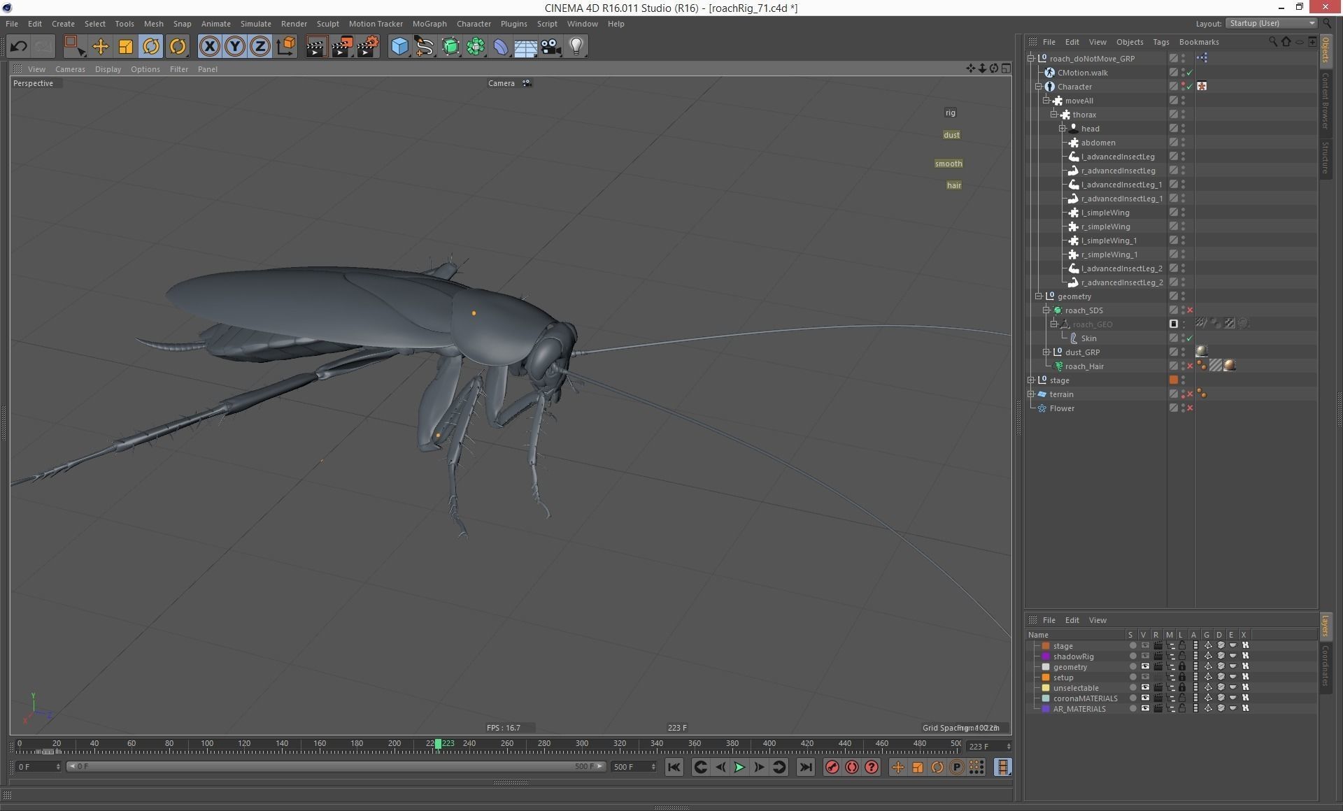 Cockroach rigged and animated for Cinema 4d 3D model_9