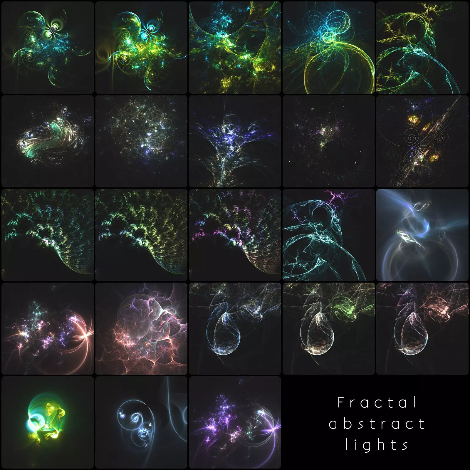 Fractal abstract lights background set 3D model_0