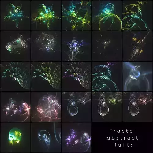 Fractal abstract lights background set