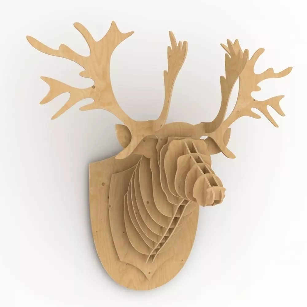elk head made of plywood 3D model_0