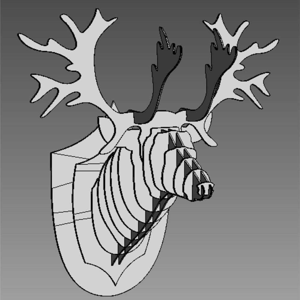 elk head made of plywood 3D model_3