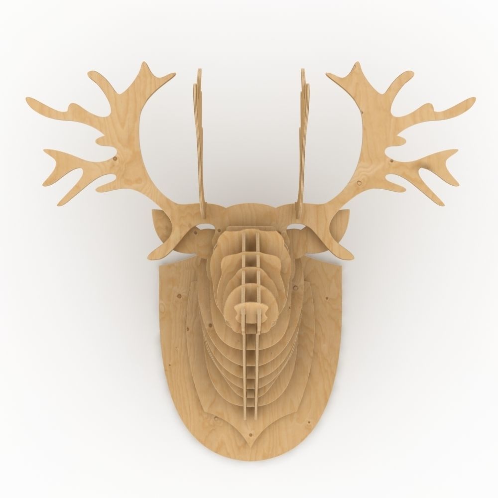 elk head made of plywood 3D model_1