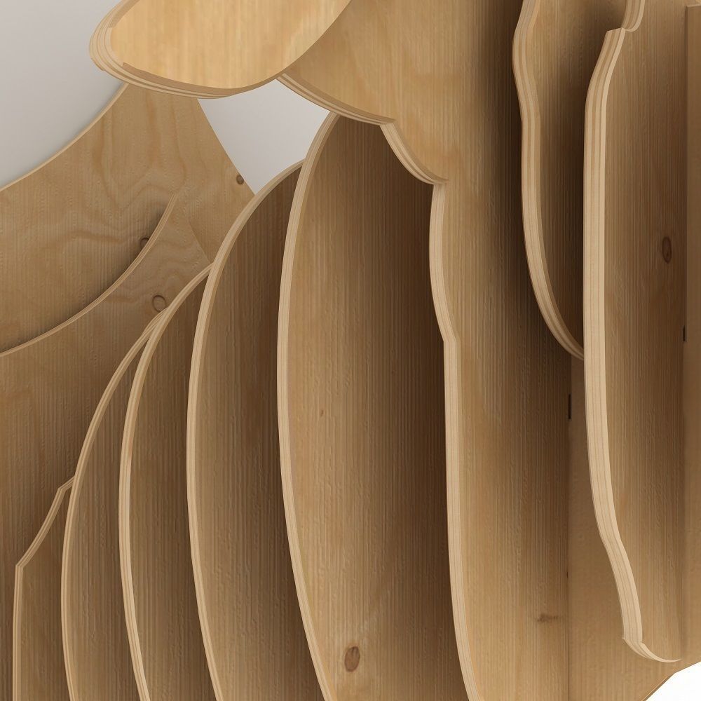 elk head made of plywood 3D model_2