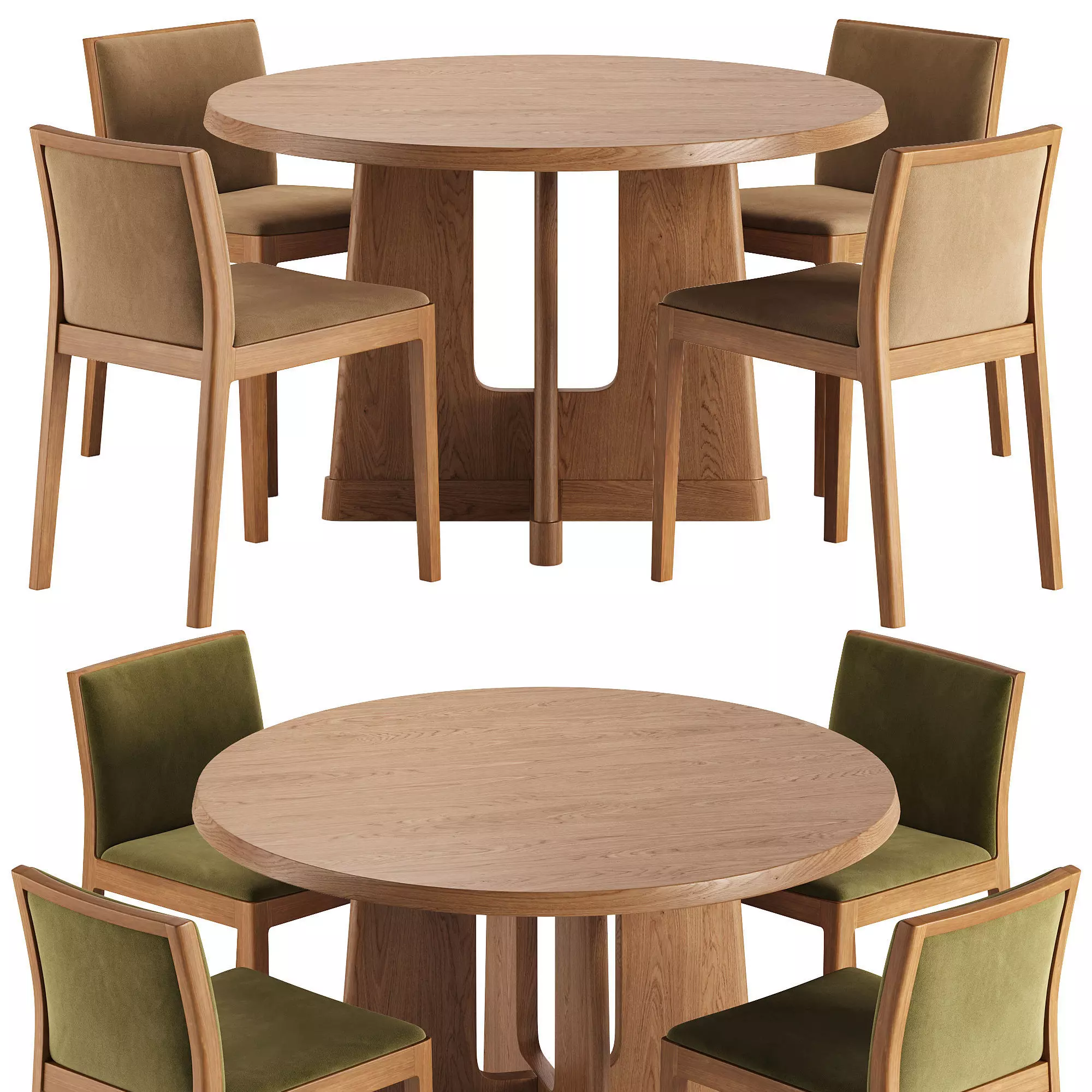 Como Dining Chair and Innis Round Dining Table 3D model_0