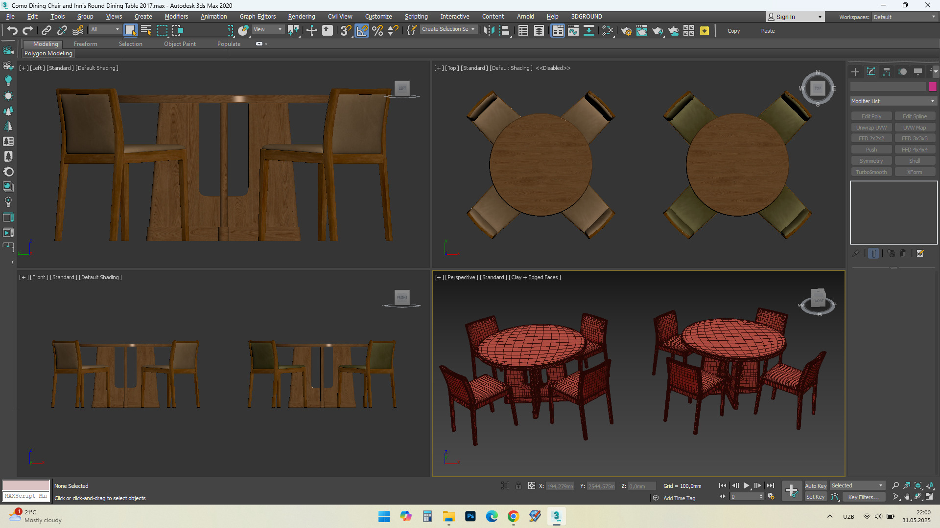 Como Dining Chair and Innis Round Dining Table 3D model_7