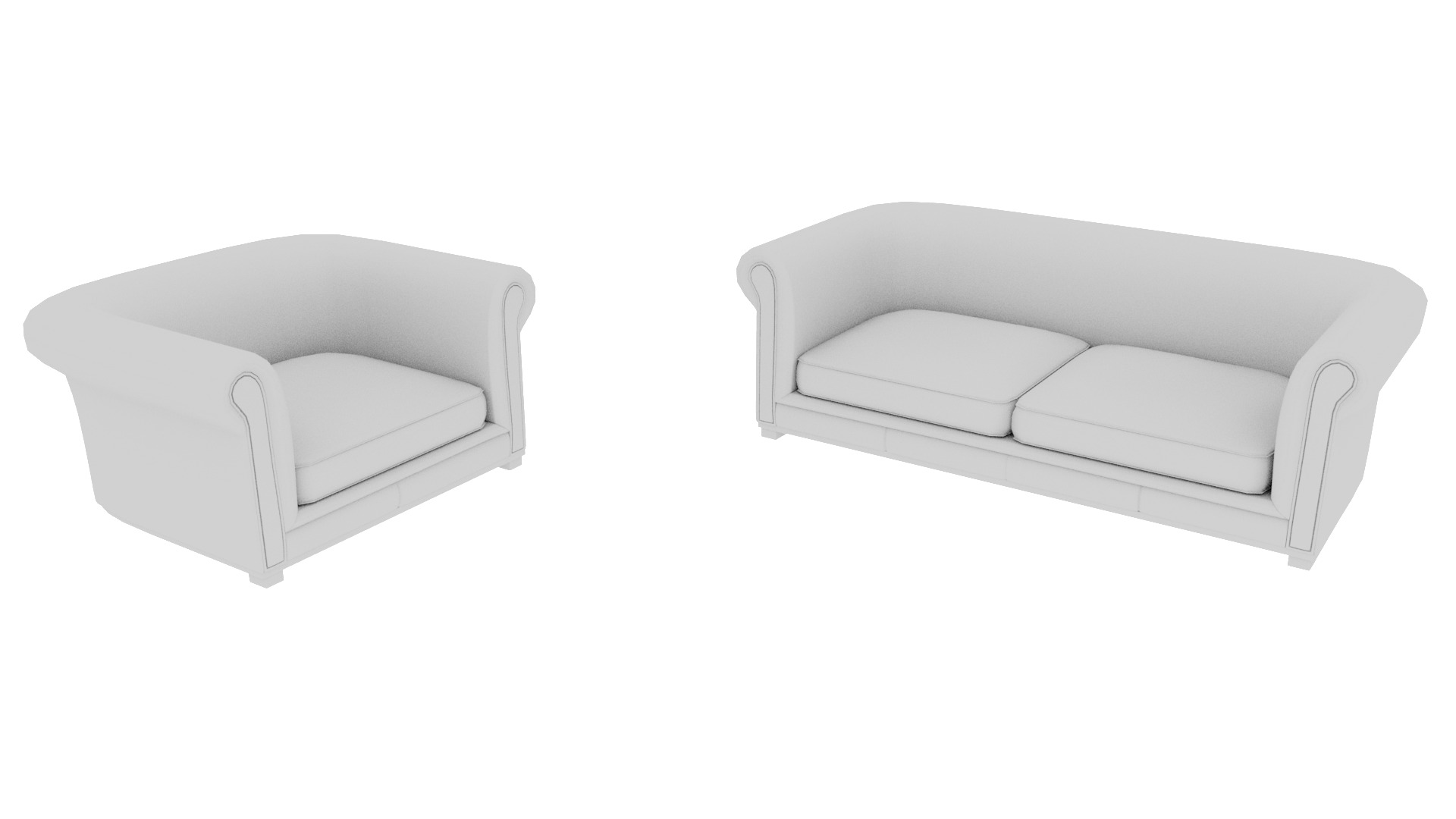 Two Untextured Sofa Models Low-poly 3D model_7