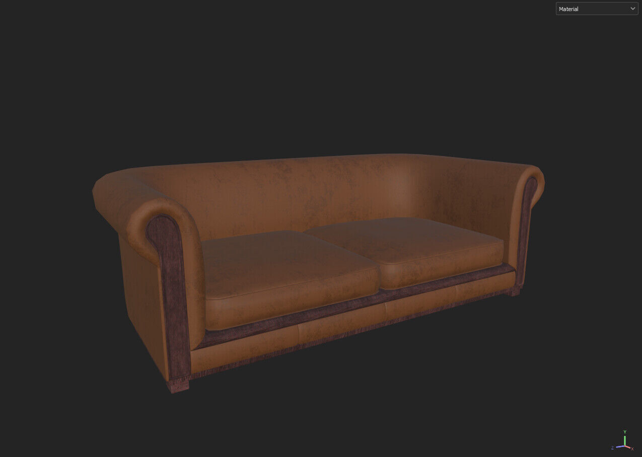 Two Untextured Sofa Models Low-poly 3D model_2